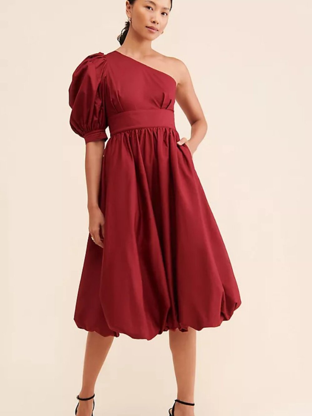 NWT En Saison Cosima Midi Dress Burgundy Size M